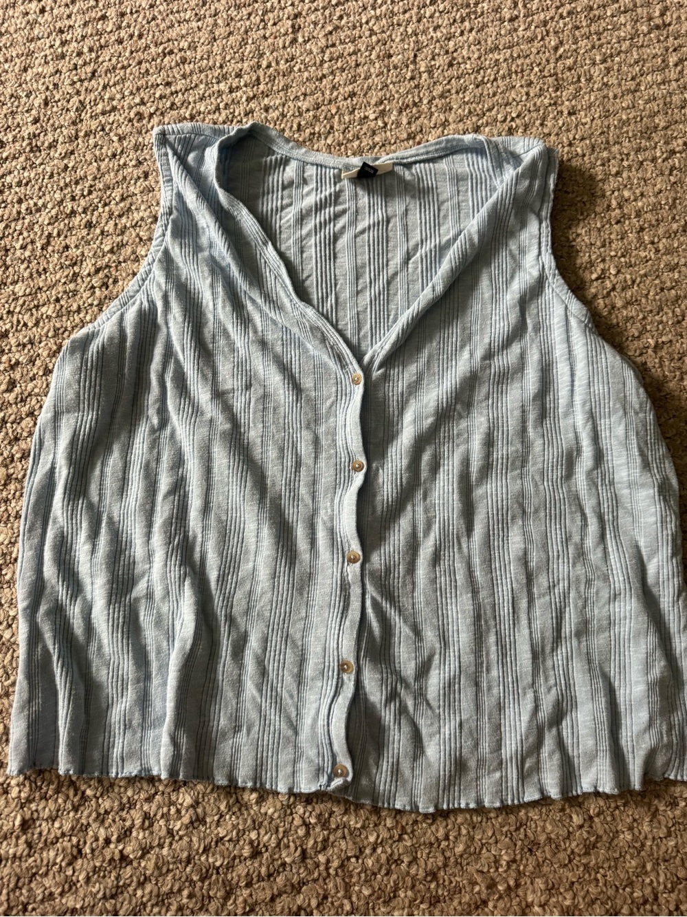 Universal Thread Light Blue Ribbed Button-Front Tank Top